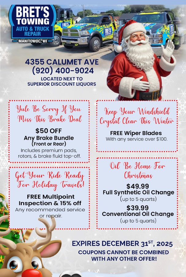 Brets towing Manitowoc Holiday discounts